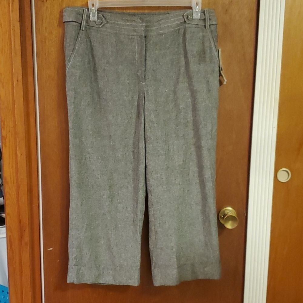 Harve Bernard grey linen crops NWT 16